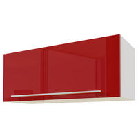 KLAPPHÄNGESCHRANK Brerra W4B/90 Weiß / RAL 3002 karminrot Hochglanz 90 / 32,5 / 36cm mit Blum Aventos Klappenbeschlag - Rot/Weiß, Holz/Holzwerkstoff (90/36/32.5cm) - Feldmann-Wohnen