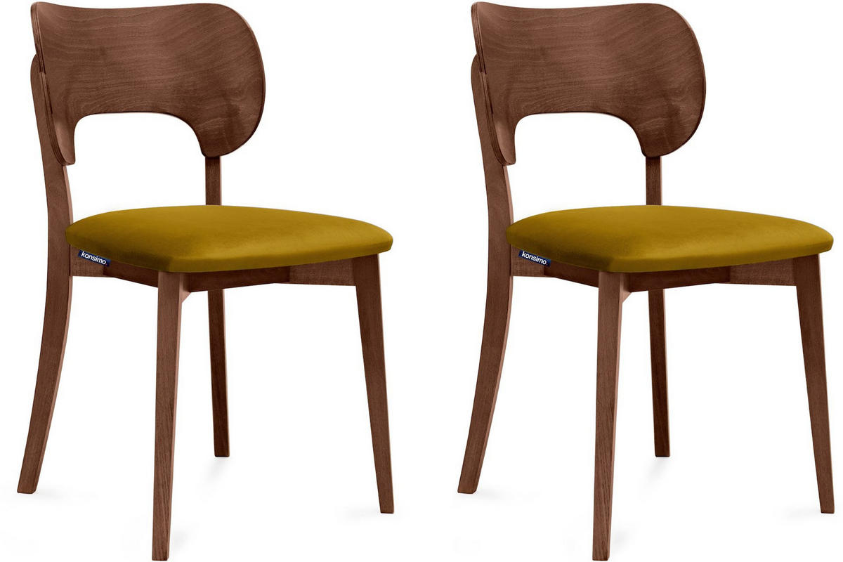 ESSZIMMERSTÜHLE LYCO (2er-Set), honig / nussbaum dunkel - Honig, Holz/Buchenholz (47/81/45cm) - KONSIMO®