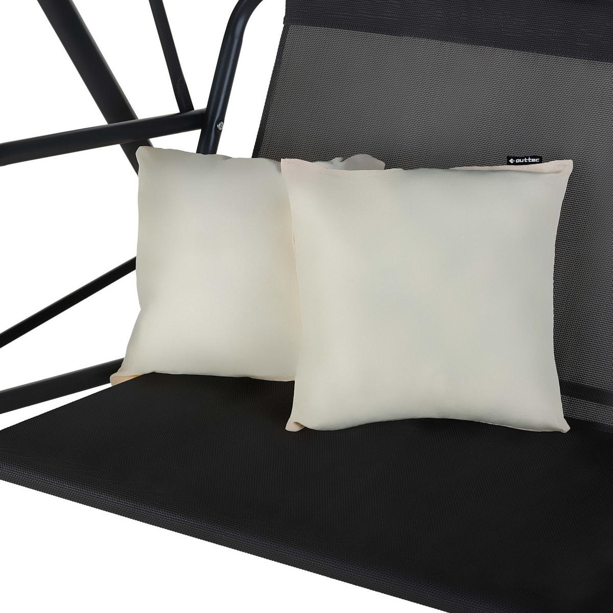 HOLLYWOODSCHAUKEL mit Sonnendach und 2 Kissen, 149/113/173 cm, 3 Personen - Hellgrau/Grau, Textil/Metall (149/173/113cm) - Luverno