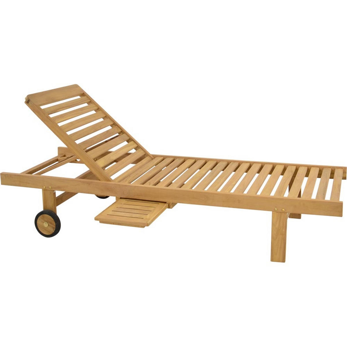 SONNENLIEGE teak - Schwarz - 200/65/37 cm - Schwarz, Holz (65/37/200cm) - Lesli Living