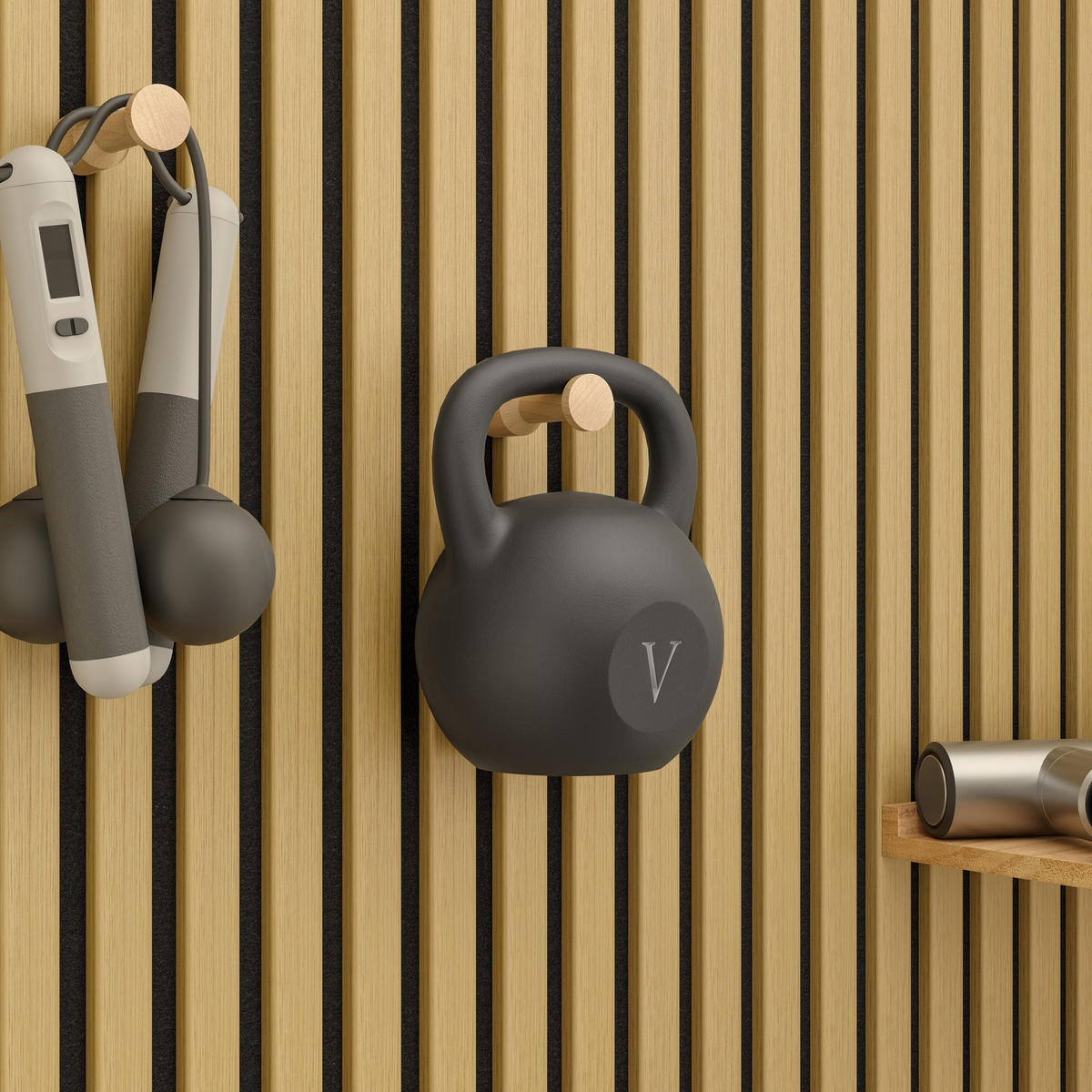 SUPORT perete cu rafturi și cârlige pentru haine și accesorii - culoare naturală, compozit lemnos (19/120/120cm) - SoBuy