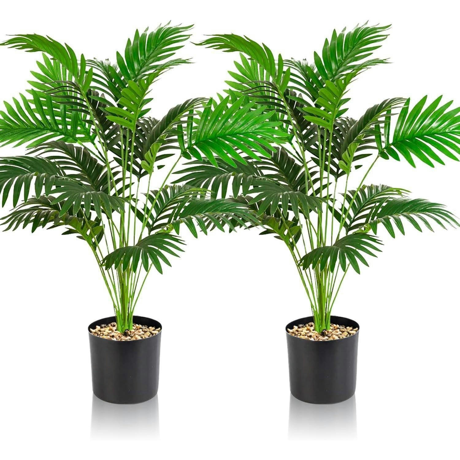 KUNSTPFLANZE 2-teiliges Set Palme 90 cm - Grün, Kunststoff (10cm)