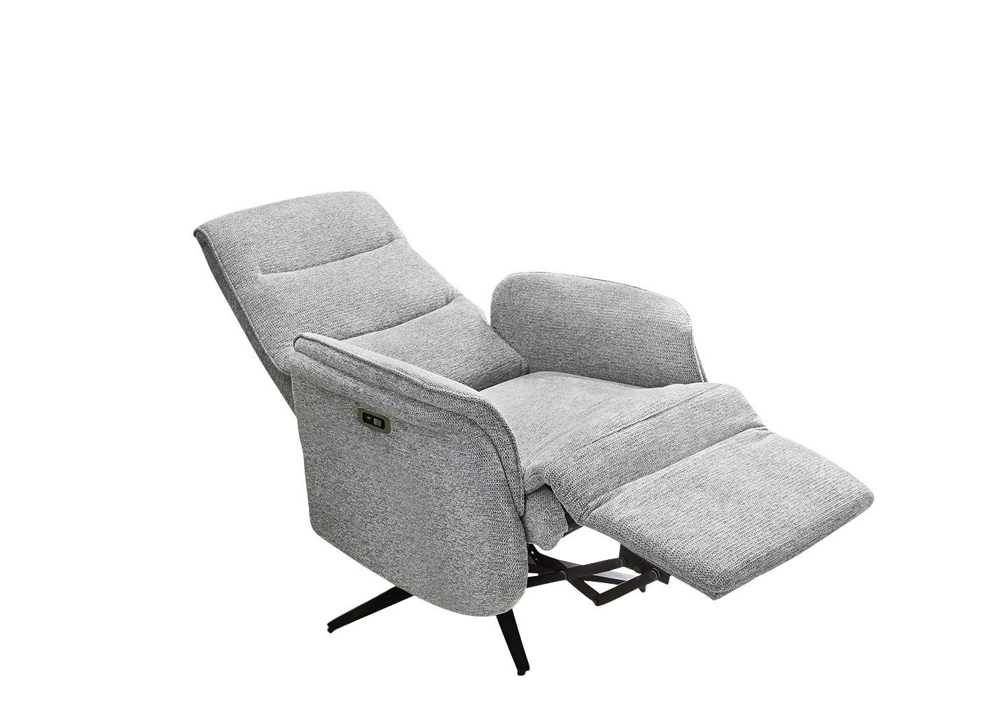TV-RELAXSESSEL elektrisch mit Massage-/Heizfunktion, zweimotorische Verstellung B74/T89/H108 cm, Chenille-Bezug Grau /15600 - Schwarz/Grau, Textil/Metall (74/108/89cm) - luma-home