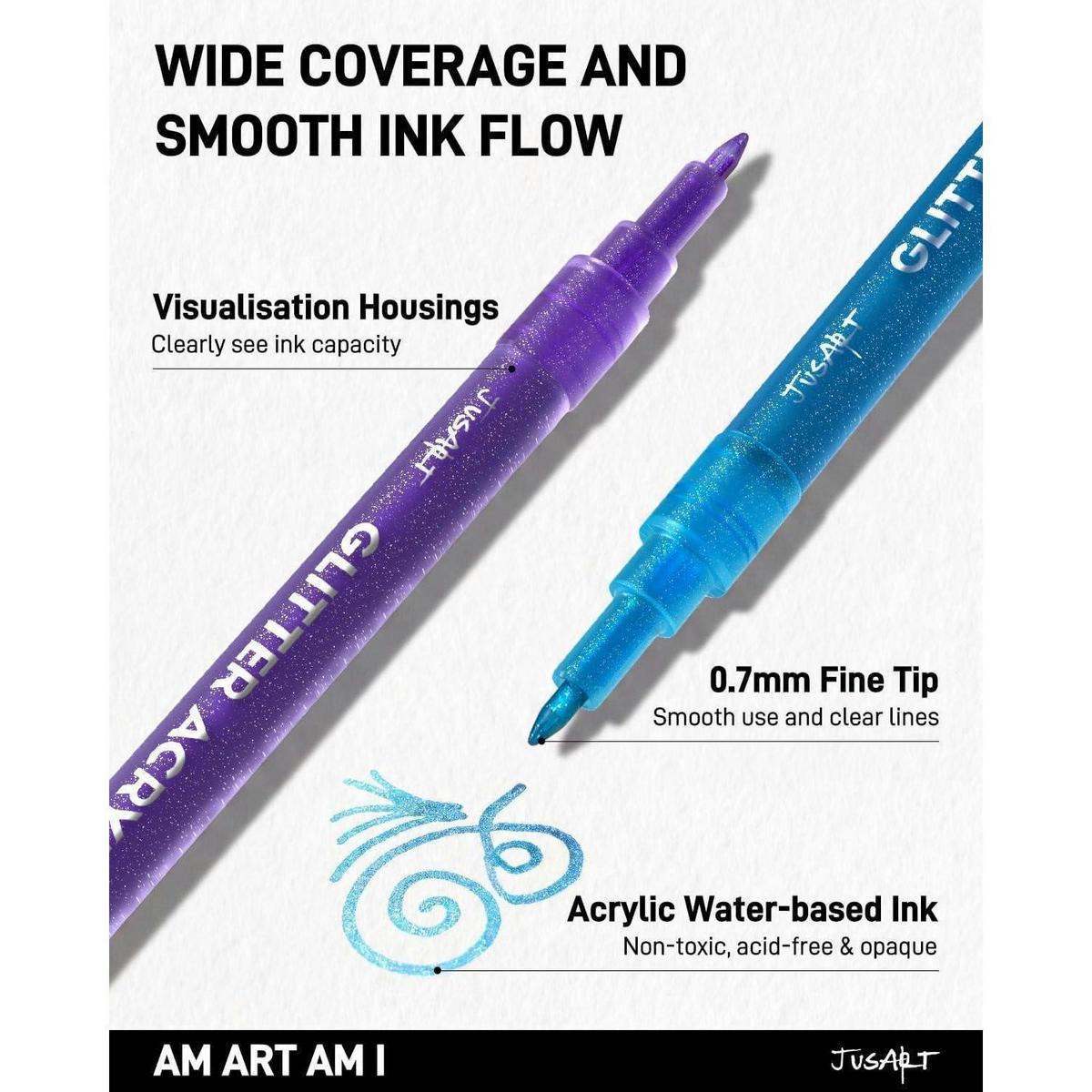 MARKER 24er Set Glitzer Metallic 0,7 mm - Multicolor, Kunststoff (1/1/14cm)