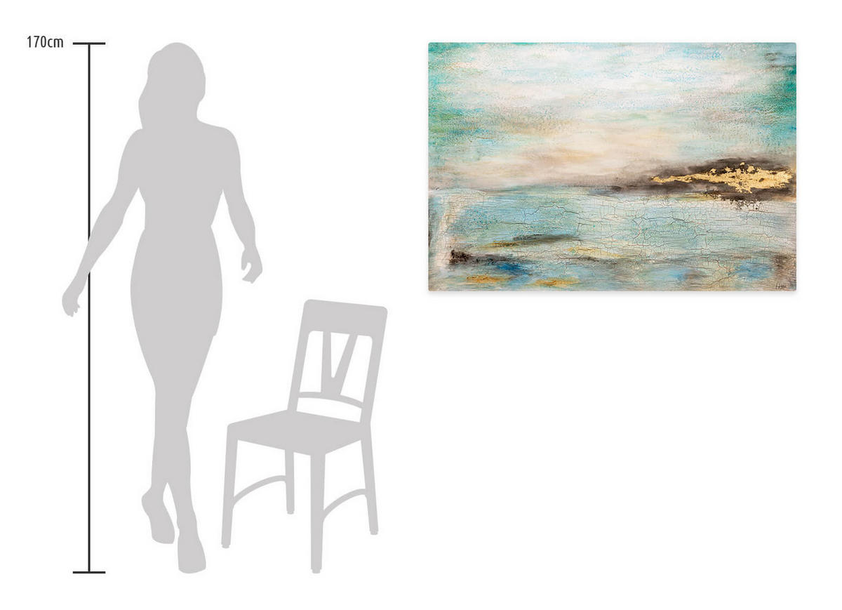 ÖLGEMÄLDE 120/80 cm - Blau, Holz/Textil (120/80cm) - KUNSTLOFT
