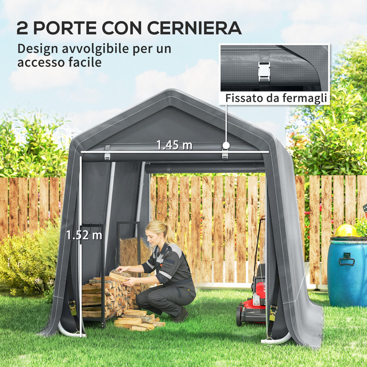 CARPORT Dunkelgrau 1 Stück - Dunkelgrau, Kunststoff/Metall (200/202/240cm) - GiPP
