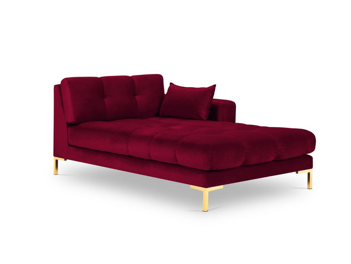 CHAISELONGUE rechts Mamaia aus Samt rot - Rot, Textil (102/75/185cm) - Micadoni