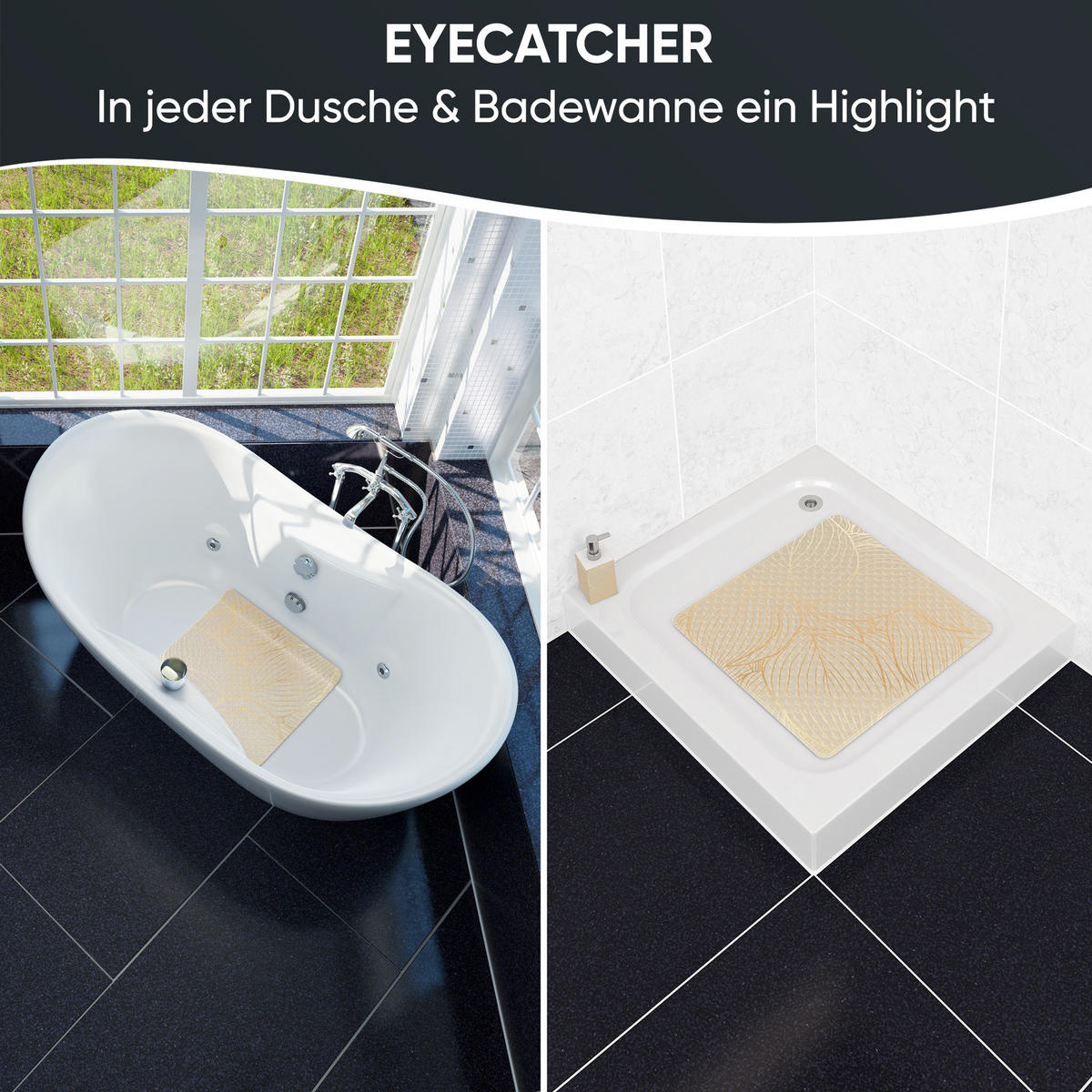 BADEMATTE Hosta - Beige, Kunststoff (53/53cm) - Sanilo