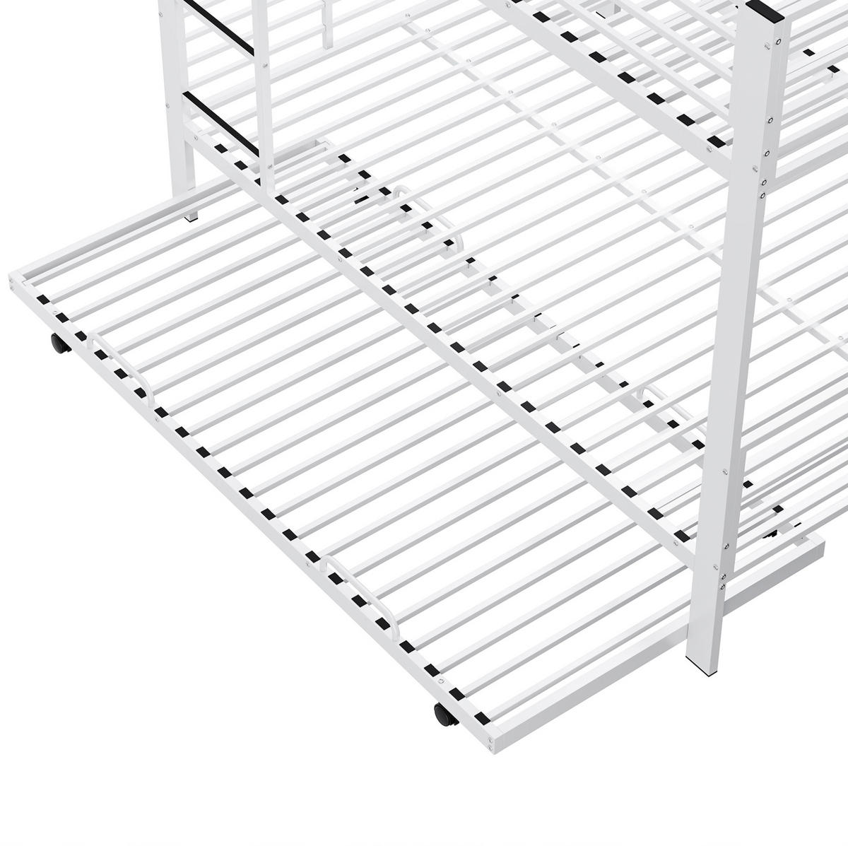 ETAGENBETT 205/145/170 cm aus Metall mit Rausfallschutz, Weiß - Weiß, Metall (140/200cm) - OKMYHOME