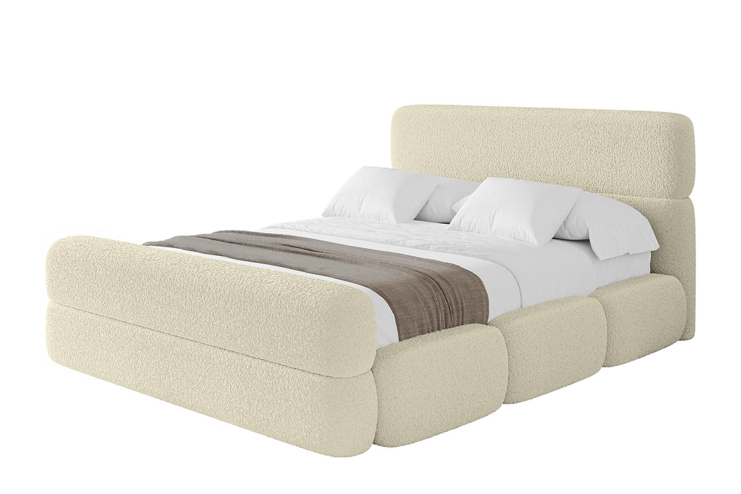 POLSTERBETT mit Bettkasten, Fußteil und Lattenrost, Bett mit Matratze H3/H4 - ELVA-Z 180x200 Beige - Taupe, Holzwerkstoff/Textil (180/200cm) - ALTDECOR