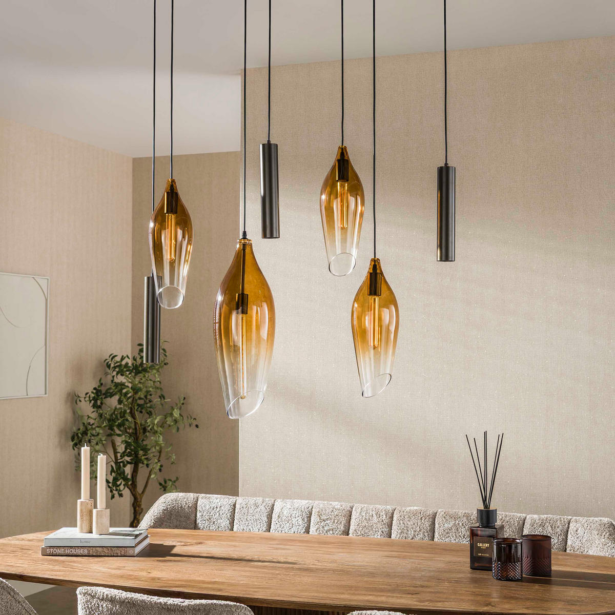 HÄNGELEUCHTE Cocoon Braun 40/105/150 cm - Braun, Glas (40/105/150cm) - Hoyz Collection