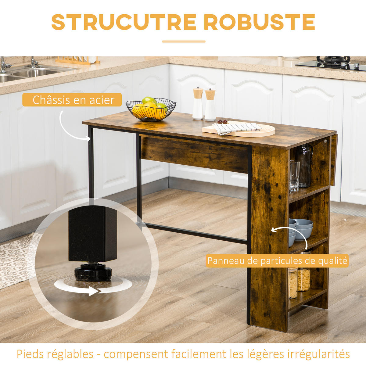 BARTISCH Rustikales Braun 1 Stück - Braun, Kunststoff (120/76/91.4cm) - GiPP