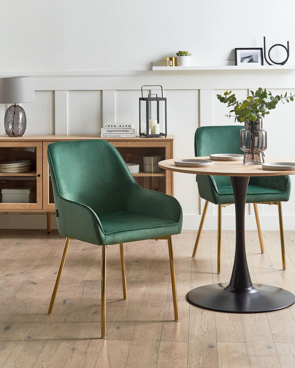 ESSZIMMERSTUHL 2er-Set Grün Loverna - Goldfarben/Grün, Textil (54/87/63cm) - Beliani