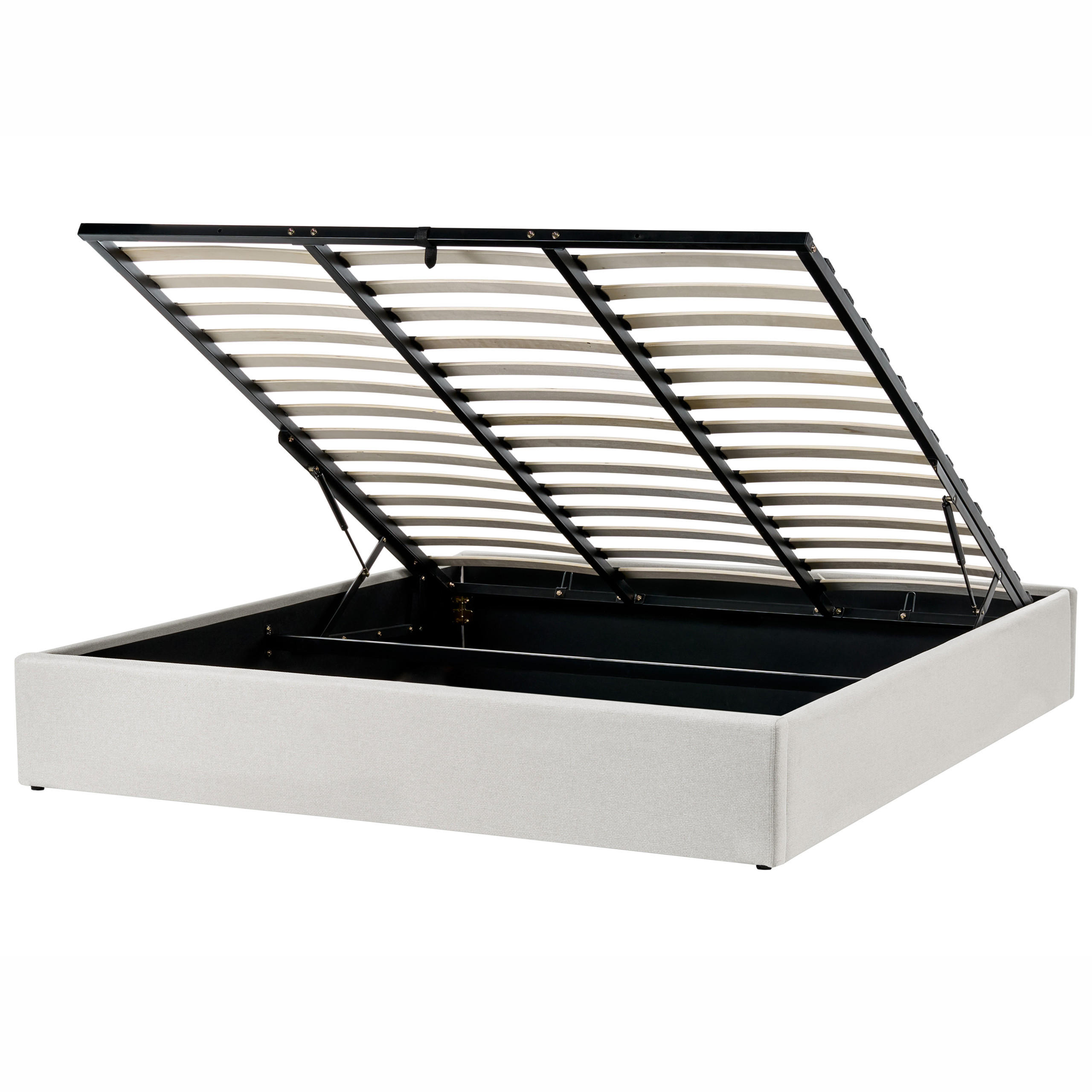 BETT mit Stauraum 180/200 cm Hellbeige Dinan - Beige, Textil (180/200cm) - Beliani