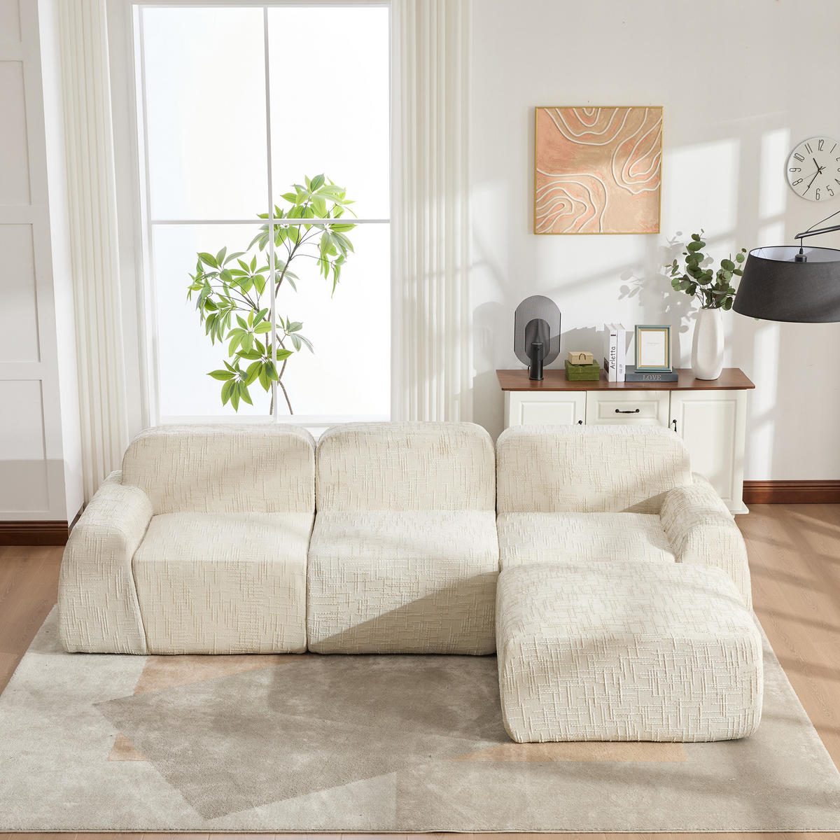 ECKSOFA Chenille Beige - Beige, Textil (269.5/182.5cm) - WISHDOR