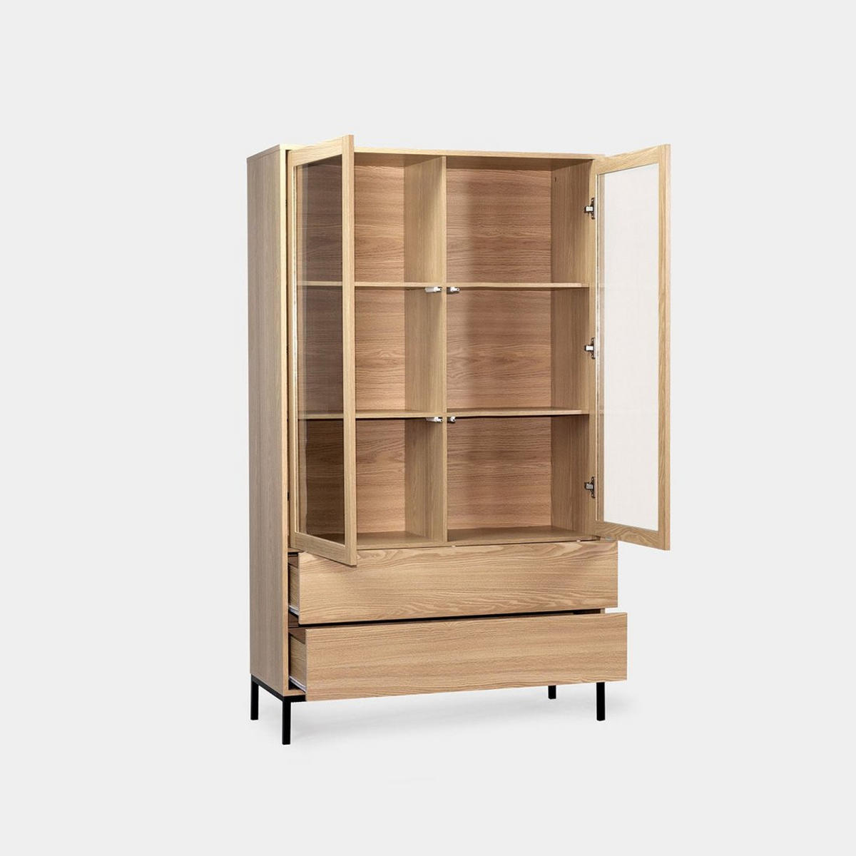 VITRINENSCHRANK DOPPELTER Remi Natürlich 100 cm x 170 cm - Naturfarben, Holzwerkstoff (100/170/40cm) - Klast Home