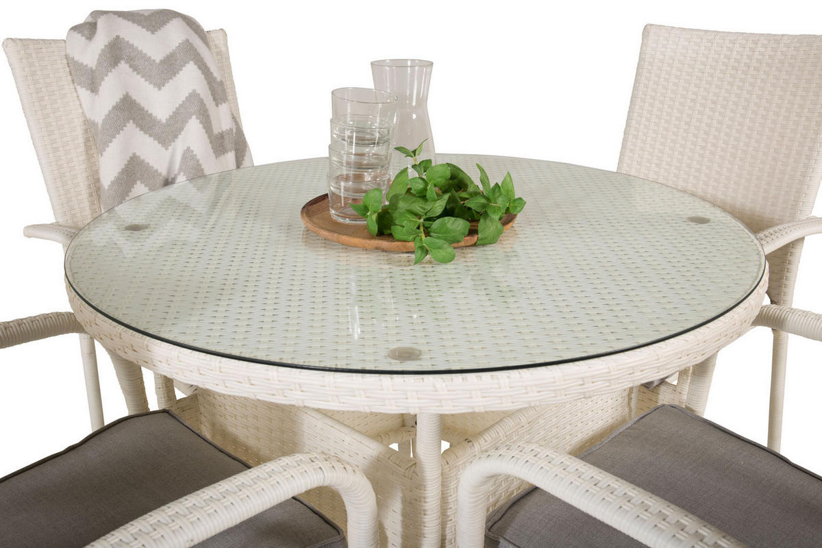 GARTENTISCHGRUPPE Weiß - Weiß, Holzwerkstoff - ebuy24