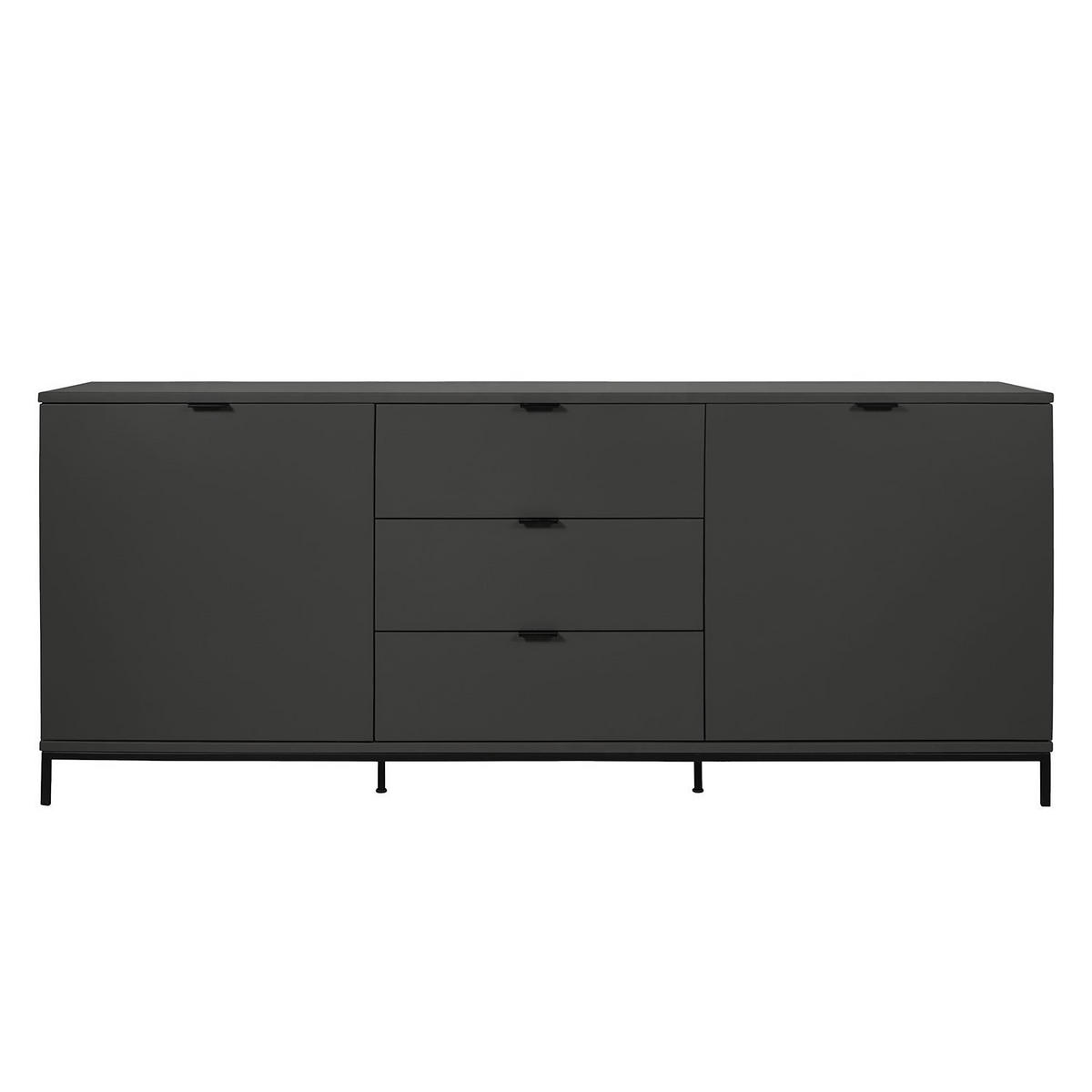 SIDEBOARD - Dunkelgrau, 180 cm - Dunkelgrau/Schwarz, Holzwerkstoff (180/74/40cm) - home24