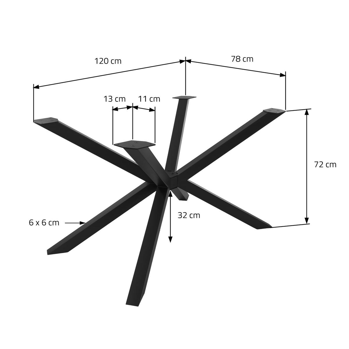 NÁNOŽKY K STOLU kovové černé 120 x 78 x 72 cm ve tvaru X, čtyřnohé, z oceli - černá, kov (78/71.5/120cm) - ML-DESIGN