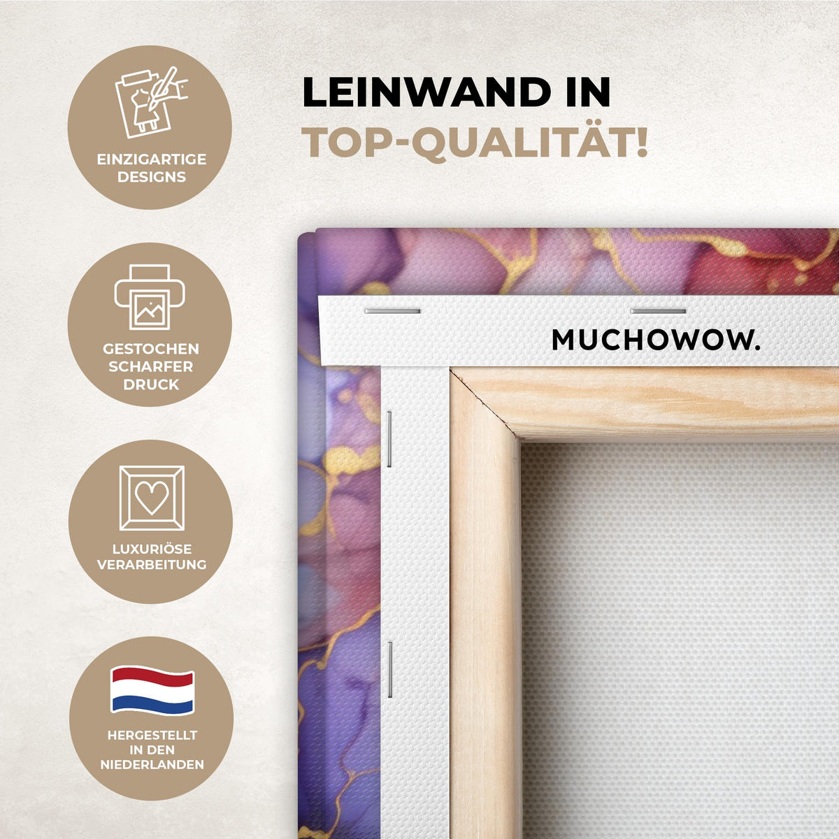 LEINWANDBILD Marmor - Bunt - Abstrakt 60x90 cm - Multicolor, Textil (60/90cm) - MuchoWow