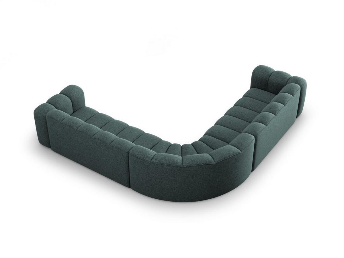 ECKSOFA symmetrisch modular Lupine aus Chenille-Stoff petrol 5 Sitzplätze - Petrol, Textil (309/309cm) - Micadoni