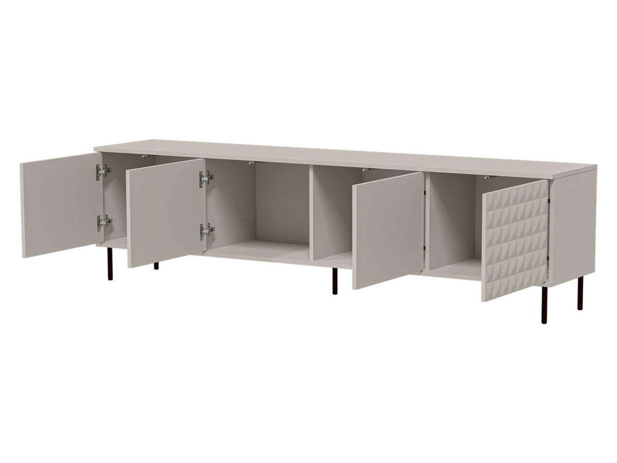 TV-LOWBOARD Leo 200 - Kaschmir/Schwarz, Holzwerkstoff/Metall (200/54/40cm) - MIRJAN24