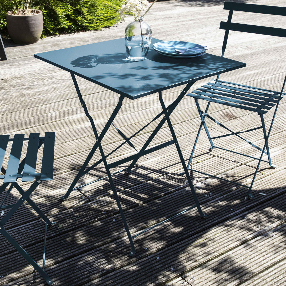 GARTENTISCH , klappbar, Pazifikblau - Dunkelblau, Metall (60/60/71cm) - Oviala