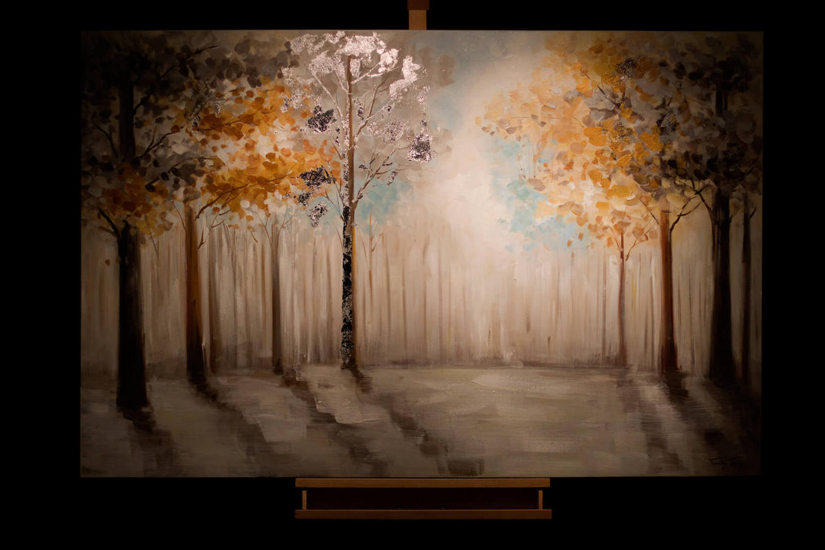 ACRYLBILD HANDGEMALT 120/80 cm - Braun/Grau, Holz/Textil (120/80cm) - KUNSTLOFT