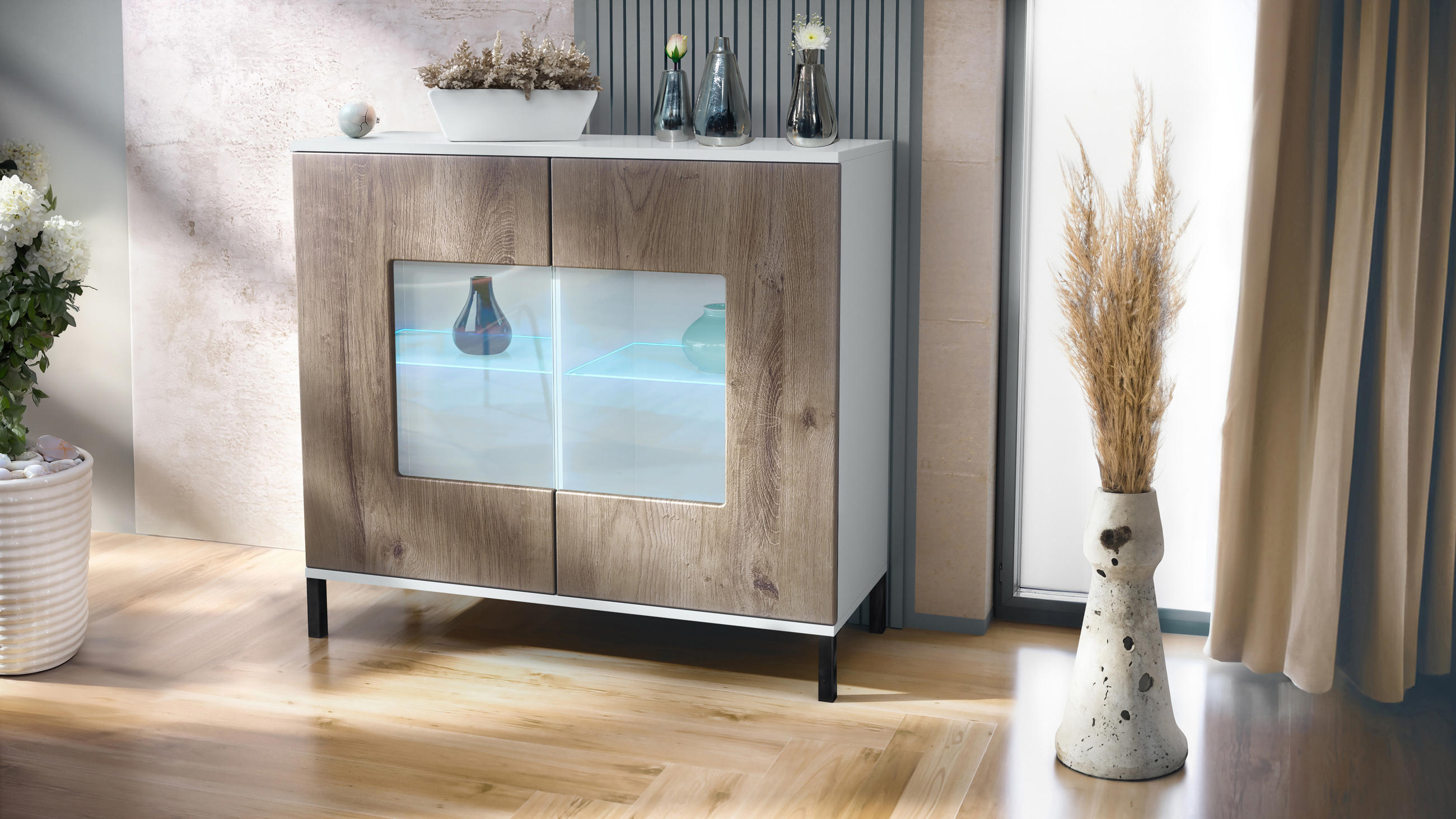 KOMMODE Grömitz Eiche Ribbeck - Alteiche, Holzwerkstoff (92.5/83.5/35cm) - Vladon