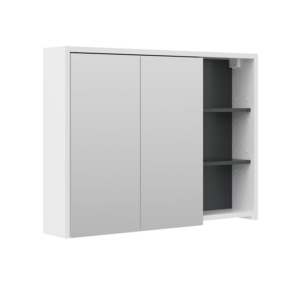BADSPIEGELSCHRANK Viola Weiß/Anthrazit 100 x 75 cm - Anthrazit/Weiß, Holzwerkstoff (100/75/18cm) - Vicco