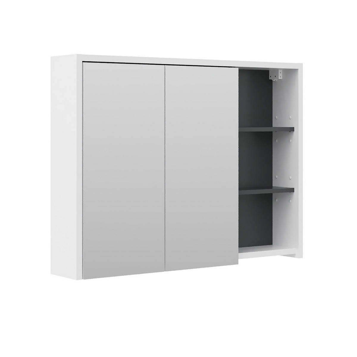 BADSPIEGELSCHRANK Viola Weiß/Anthrazit 100 x 75 cm - Anthrazit/Weiß, Holzwerkstoff (100/75/18cm) - Vicco
