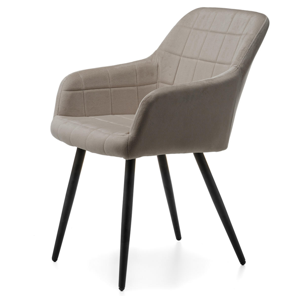 STUHL ORTE gepolstert mit Steppung - dunkelbeige - Samt Velours - Beige/Goldfarben, Textil/Metall (56/85/62cm) - NEW HOME