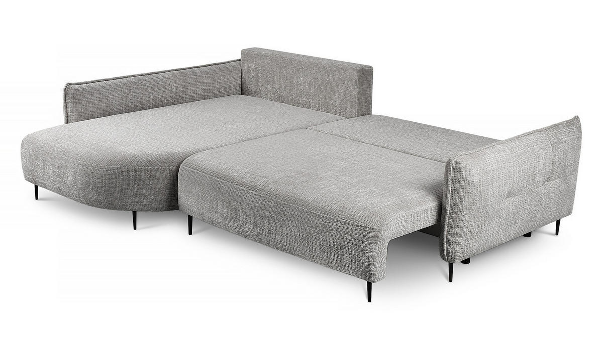 ECKSOFA Oblivio Grau Chenille - Schwarz/Grau, Textil/Metall (285/200cm) - Selsey