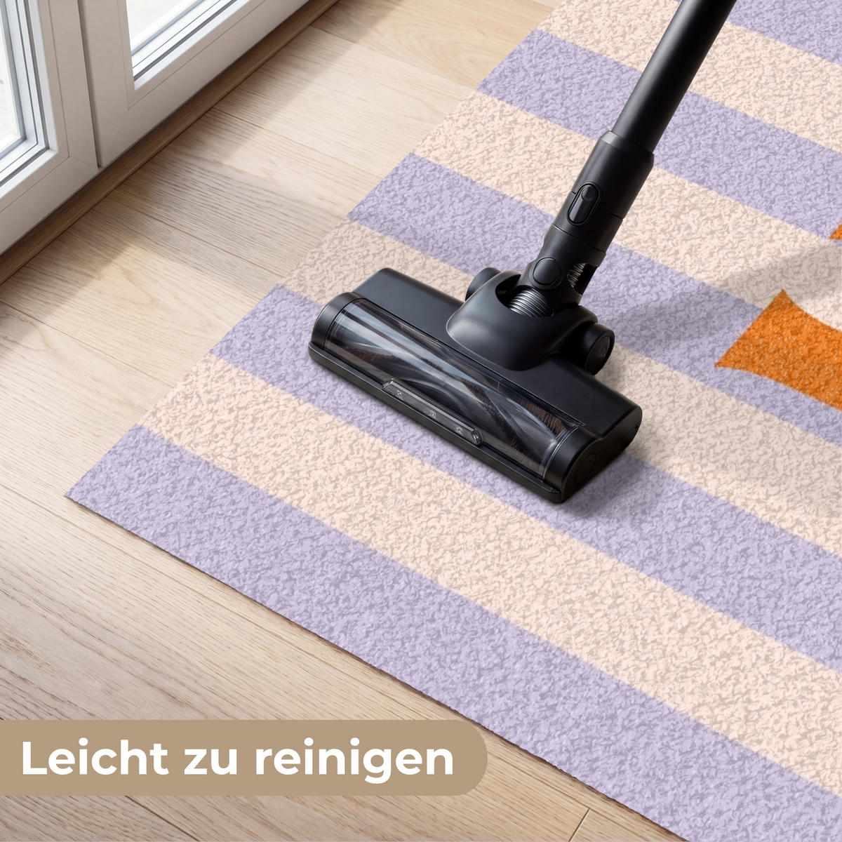 FUSSMATTE Lila – Orange – Streifen – Startseite 180x120 cm - Flieder, Kunststoff (180/0.4cm) - MuchoWow