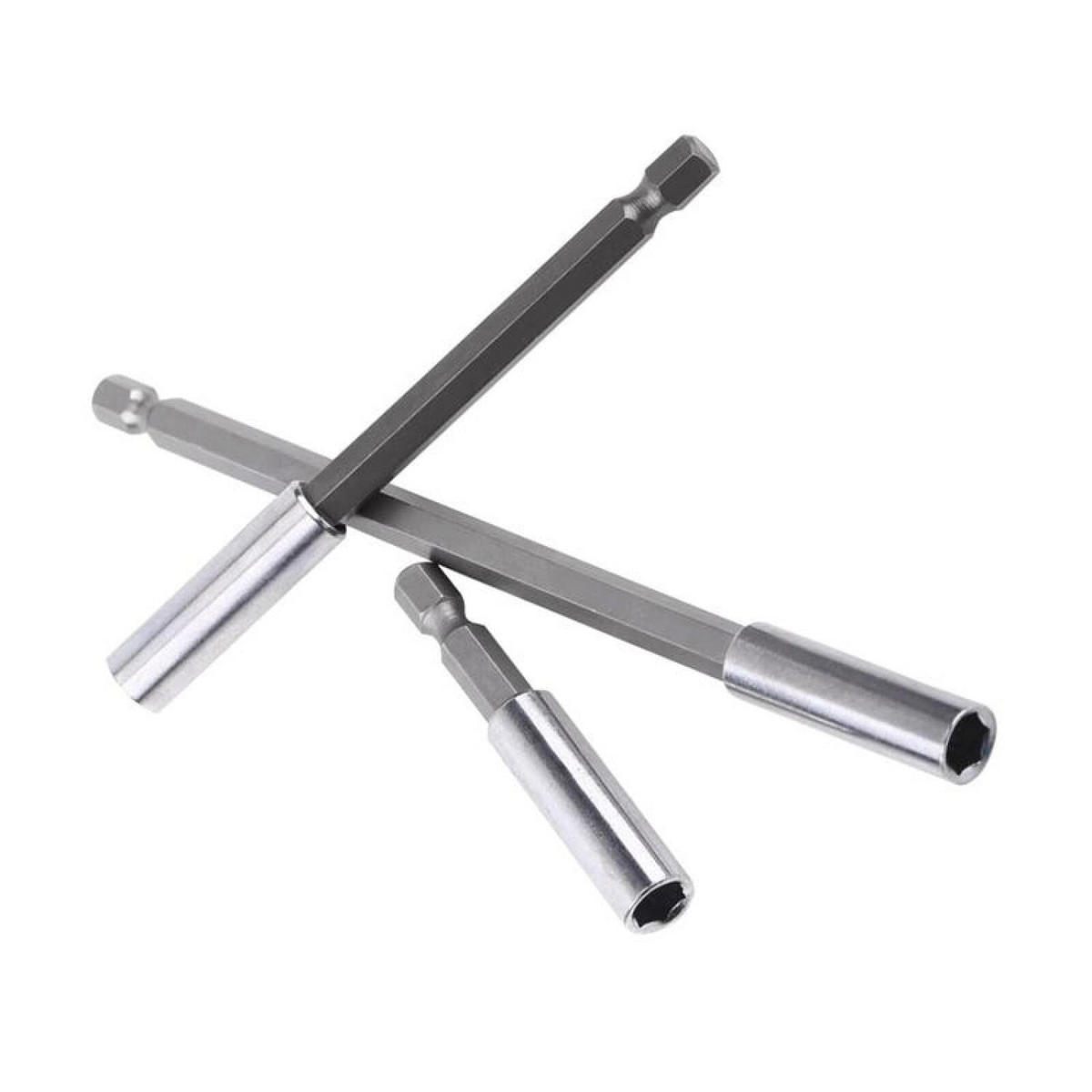 BITHALTER – Sechskantschaft, 50 mm, 100 mm, 150 mm (3er-Set, 1/4 Zoll) - Silberfarben, Metall (19.5/5/1cm) - DCA