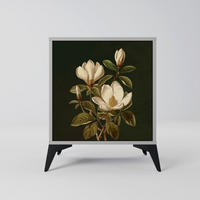 SIDEBOARD FLORAL NOIR, Grau, 57,5x42x70,5 cm, Schwarze Metall-Sternfüße - Multicolor/Schwarz, Holzwerkstoff/Metall (57.5/70.5/42cm) - SpaceRebels