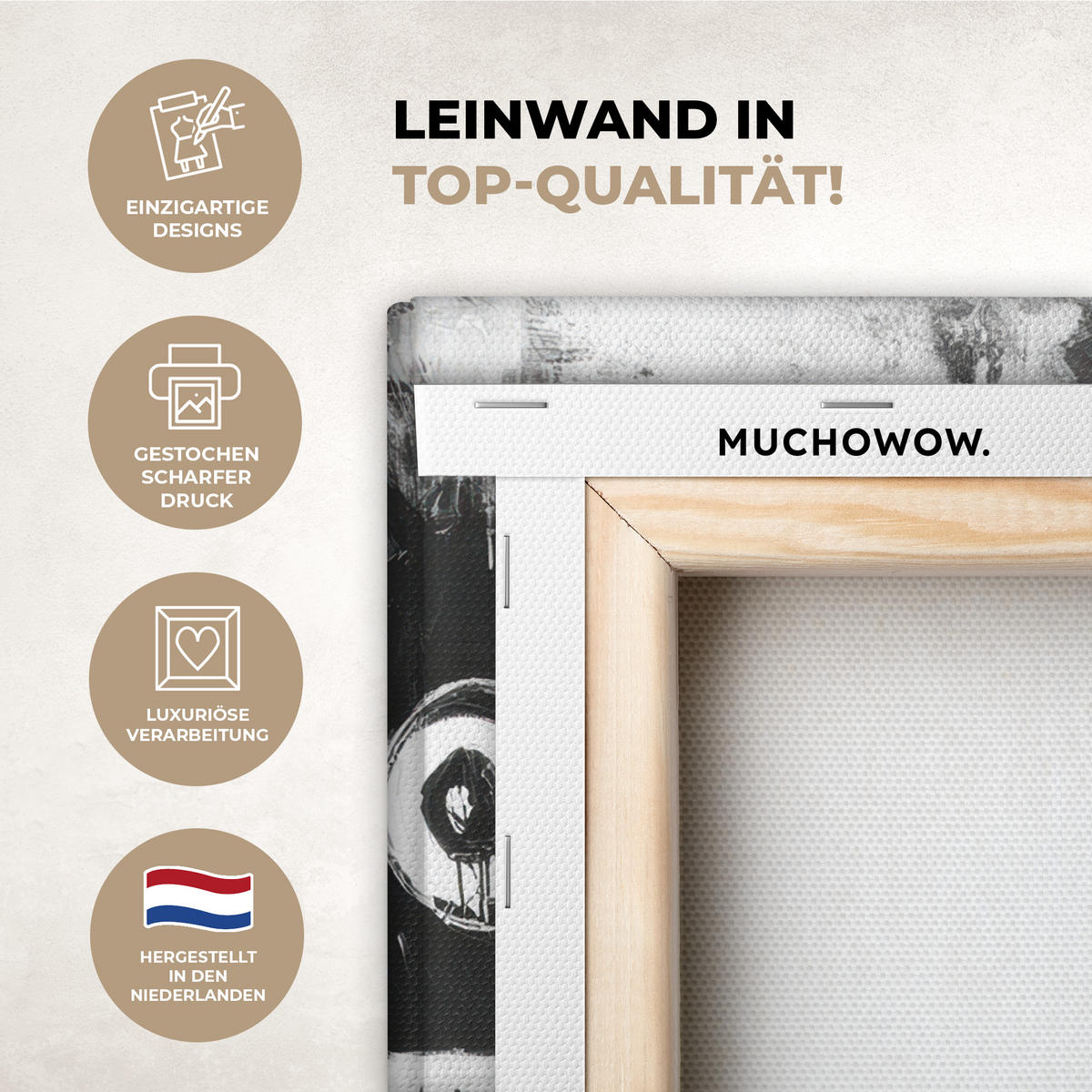 LEINWANDBILD Malerei - Figuren - Schwarz - Abstrakt Room Decor 30x40 cm - Schwarz, Textil (30/40cm) - MuchoWow