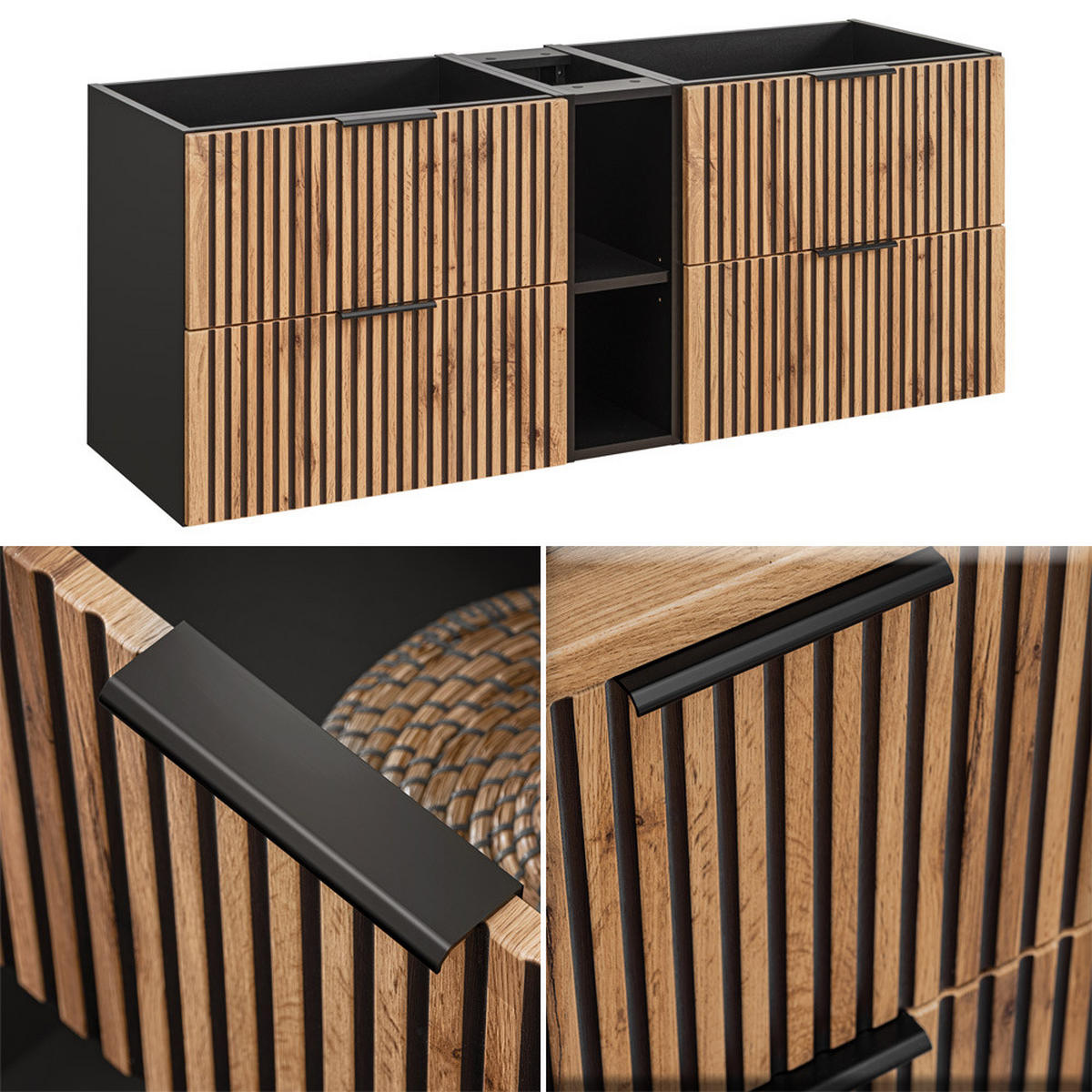 BADMÖBEL-SET 7-TLG. Xanten-56 - Braun, Holzwerkstoff (241/200/47cm) - Lomado