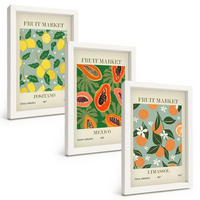 BILDER SET 3er Set - 20x30 cm Weißer Rahmen - Fruchtposter Zitronen Papayas - Weiß, Kunststoff (20/30cm) - TULUP