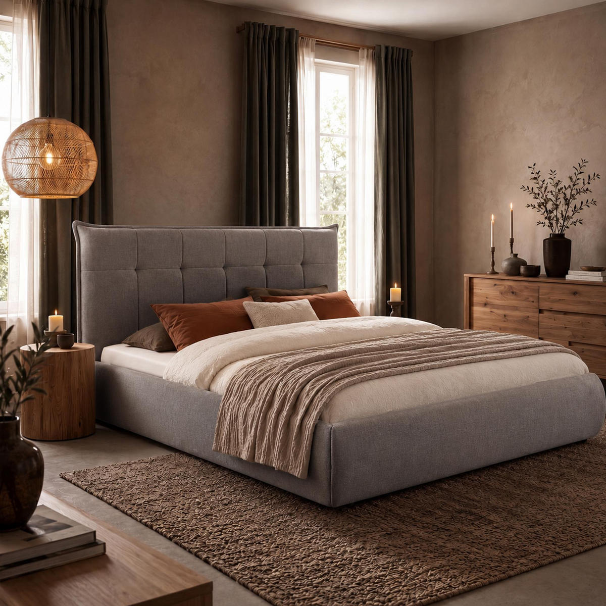 POLSTERBETT 180 cm/200 cm cm Stoff Grau - Grau, Textil (198/220cm) - CLP