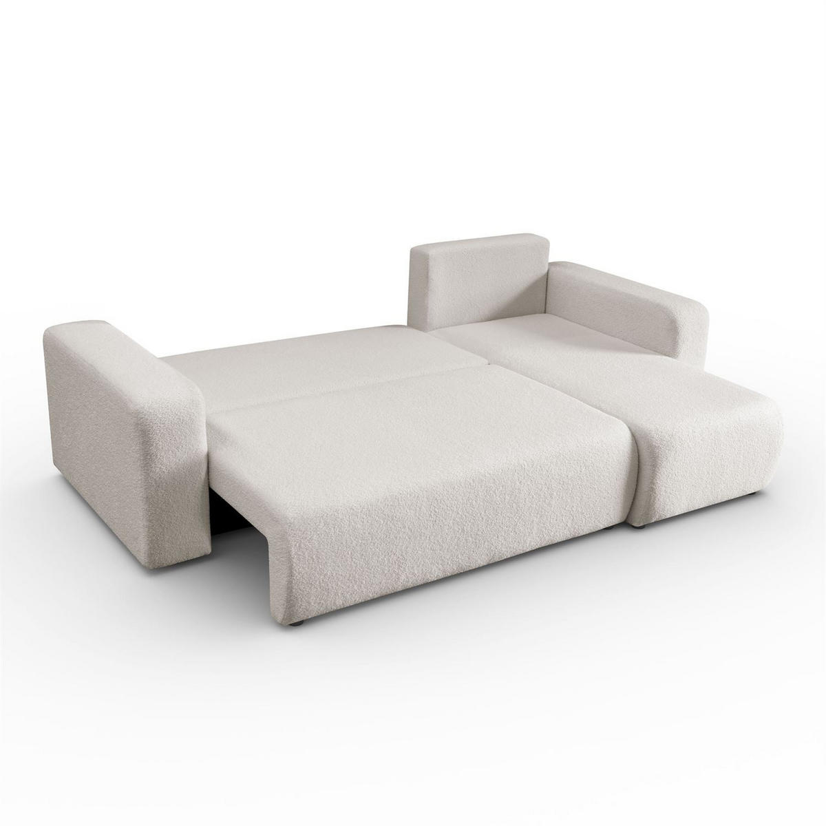 ECKSOFA VESPO L mit Schlaffunktion und Bettkasten - Ecru, Textil (247/143cm) - Lookway