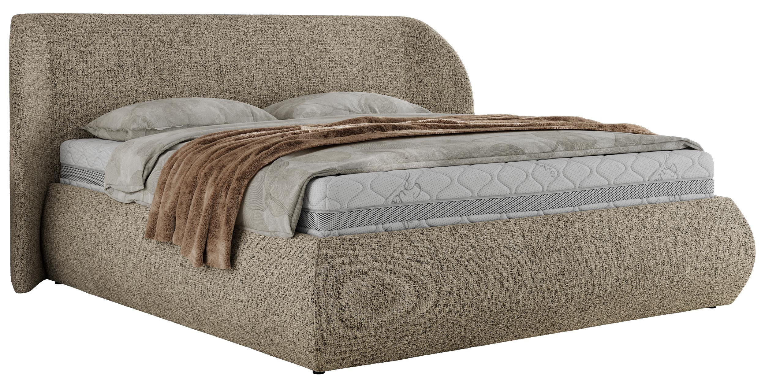 POLSTERBETT CAELA CLASSIC 160/200 - Dunkelbeige Strukture - ohne Matratze - Beige, Textil (160/200cm) - MKS