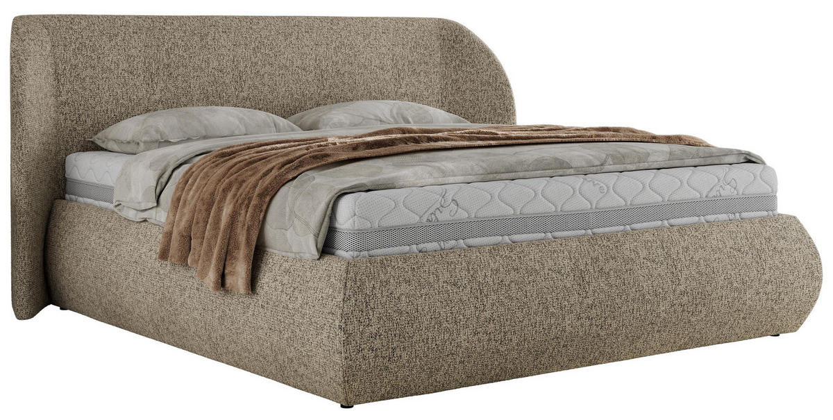 POLSTERBETT CAELA CLASSIC 160/200 - Dunkelbeige Strukture - ohne Matratze - Beige, Textil (160/200cm) - MKS