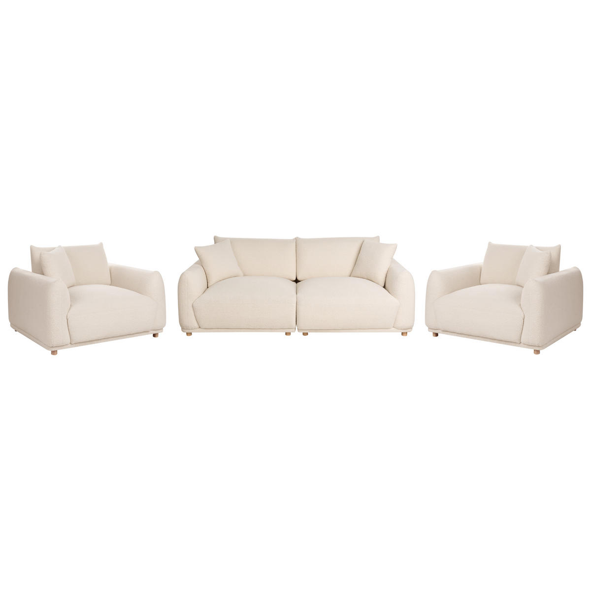 SOFA-SET 5-Sitzer Bouclé Cremeweiß Jubek - Creme/Weiß, Textil (220/75/104cm) - Beliani