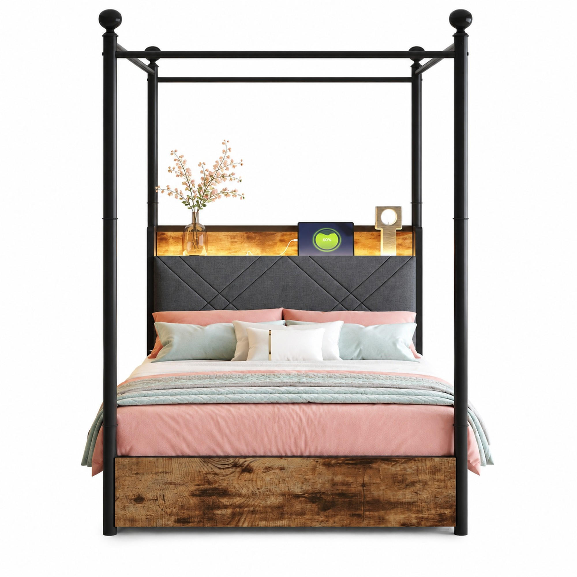 Evryae Metallbett Schwarz 90x190 cm