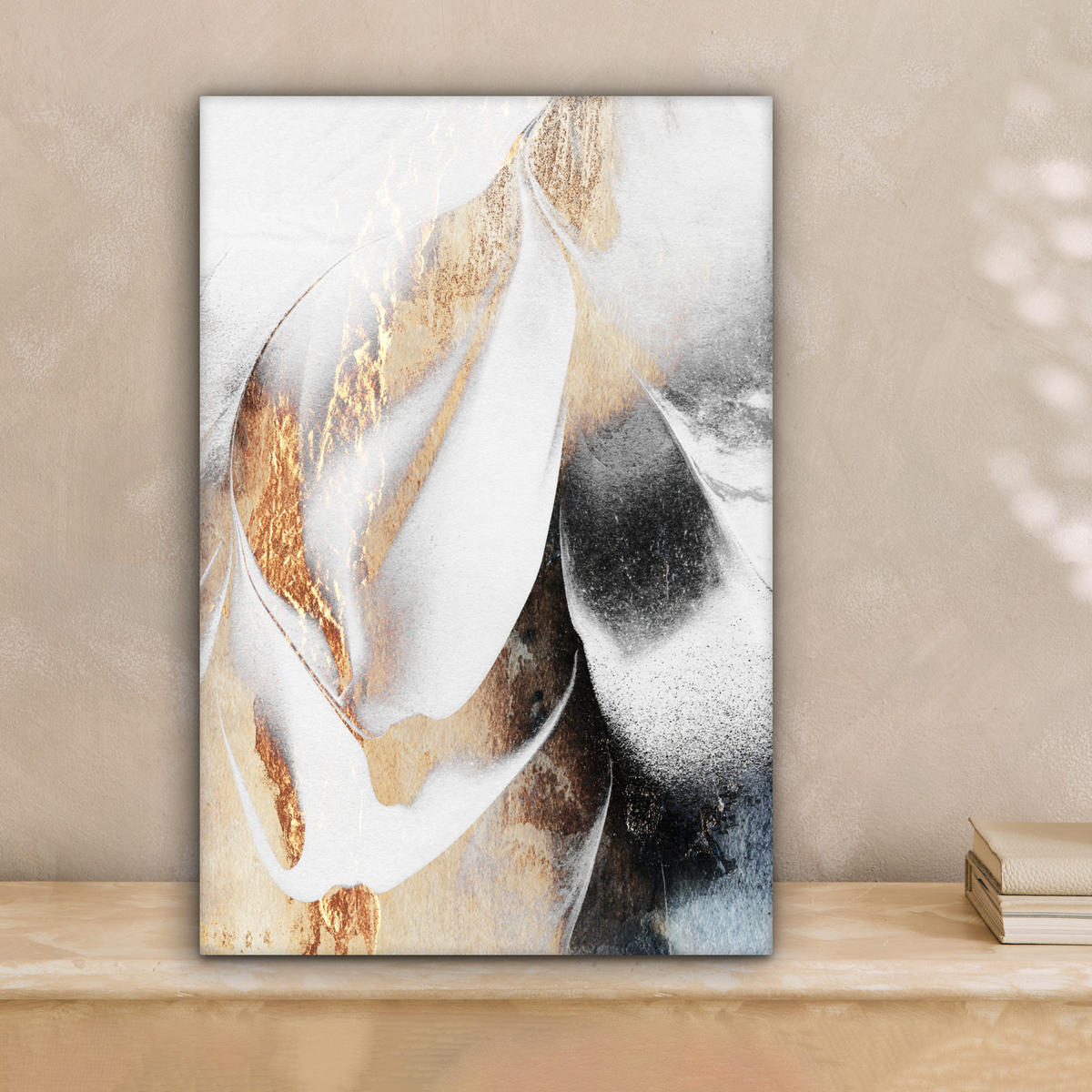 LEINWANDBILD Luxus - Abstrakt - Gold - Weiß 20x30 cm - Goldfarben, Textil (20/30cm) - MuchoWow