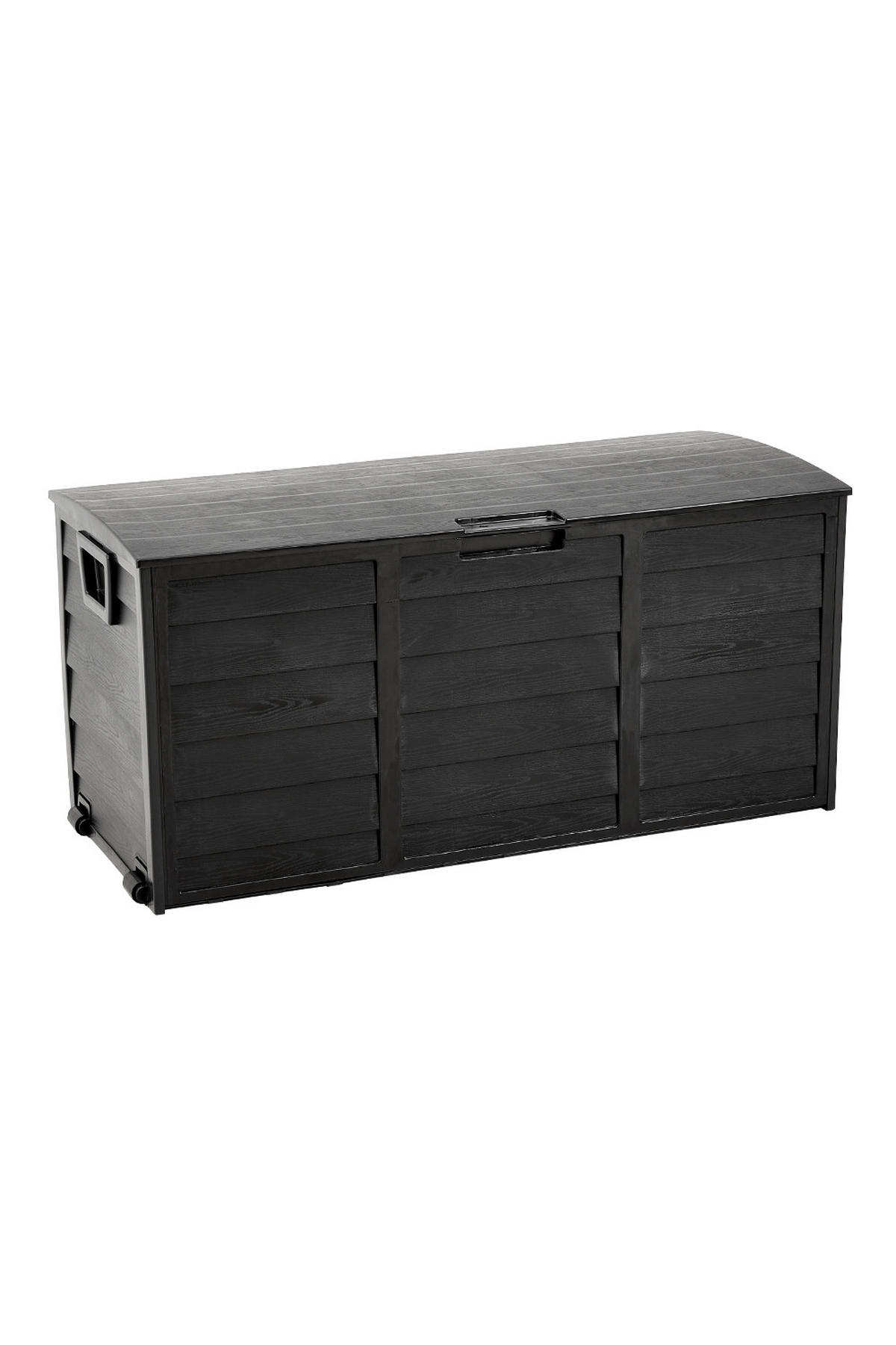 GARTENBOX 290L aus PP Kunststoff in Schwarz mit Rollen, Modell Robuste Konstruktio 112 cm B x 49 cm T x 54 cm H - Schwarz, Kunststoff (112/54/49cm) - Livingandhome