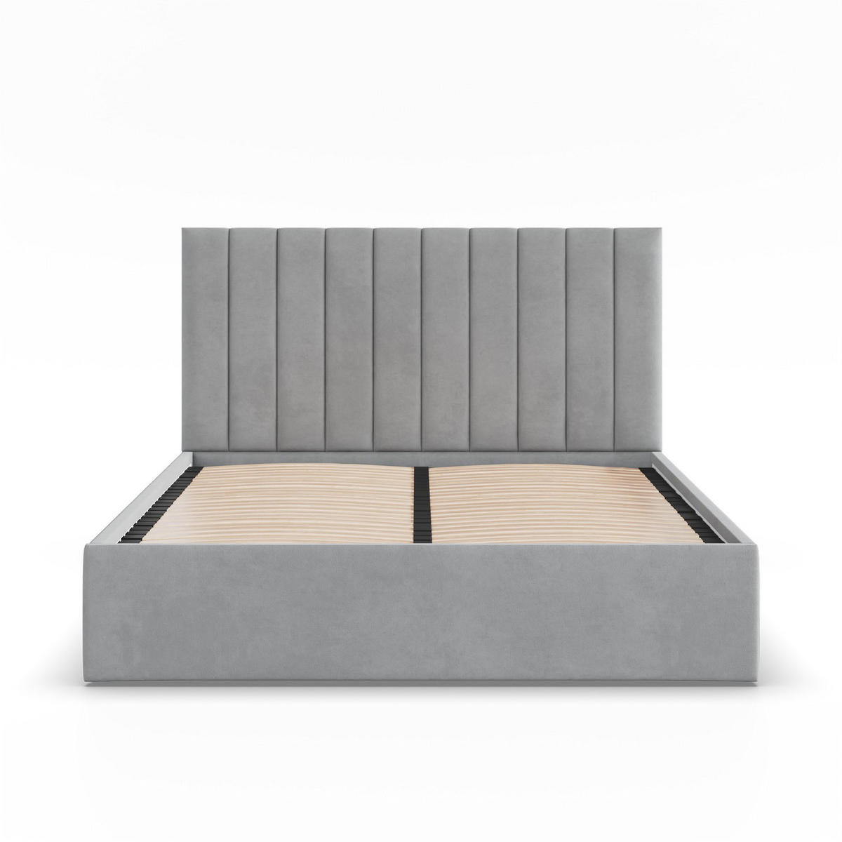POLSTERBETT MIT KOPFTEIL 160x200 ohne Bettkasten POLLA, Grau - Grau, Textil (160/200cm) - Mebligo