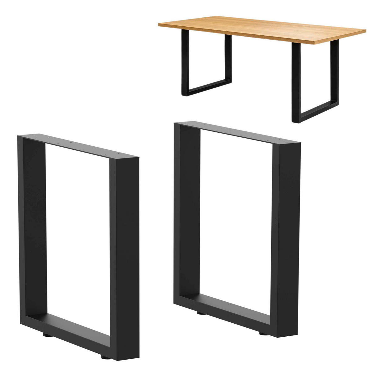 TISCHBEINE 2x Metall Schwarz Set 72 x 80 cm Tischgestell Tischfüße Couchtisch Möbelfüße - Schwarz, Metall (8/72/80cm) - DanDiBo
