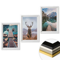 WANDBILDER 3er-Set - 40x60 cm Weißer Rahmen - Seeboote Hirsche Berge - Weiß, Kunststoff (40/60cm) - ArtPrintCave